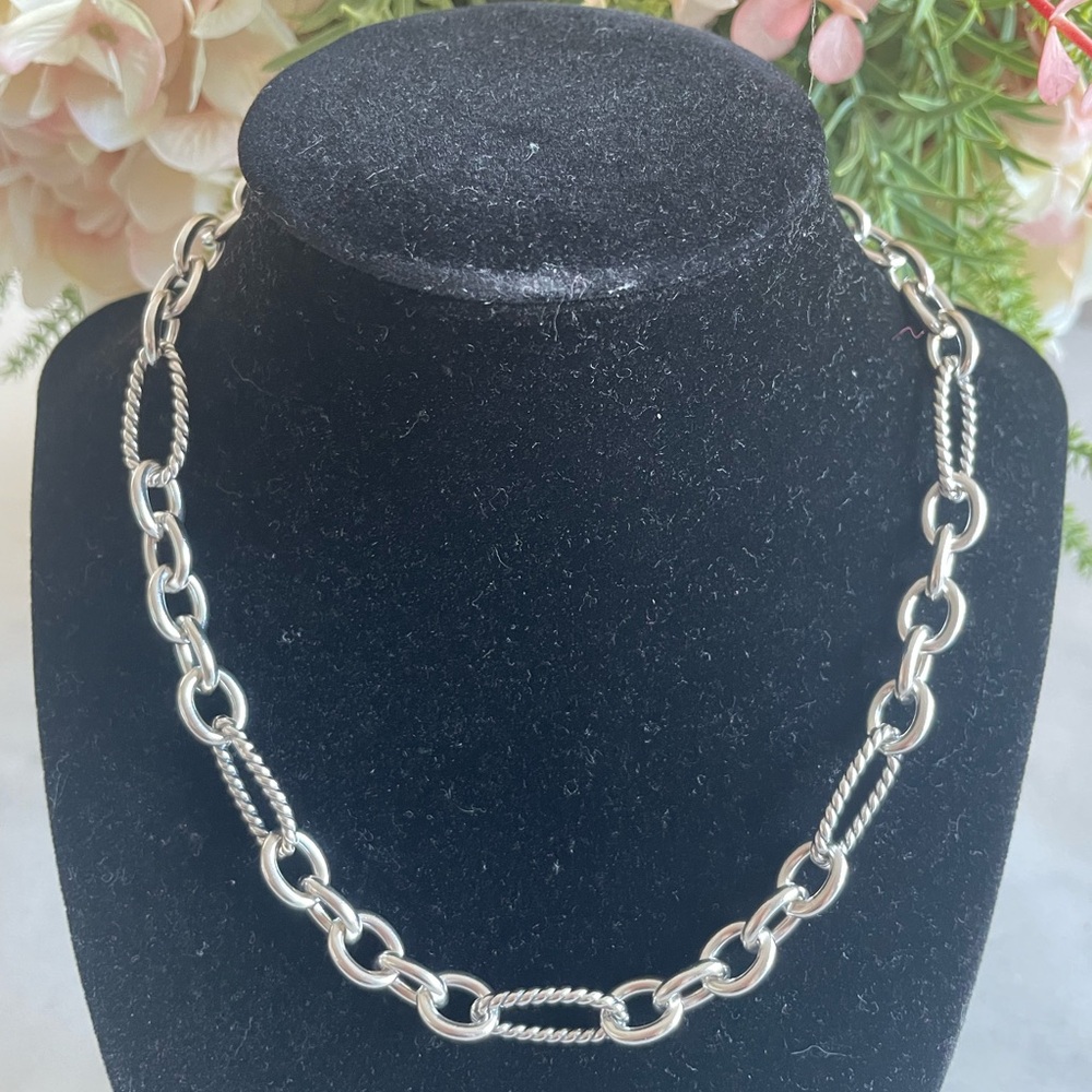 David Yurman Silver Cable Link Necklace